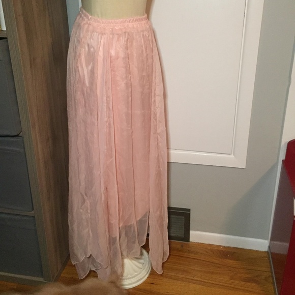 Sheer Asymmetrical Hem Maxi with Lining - Picture 1 of 4